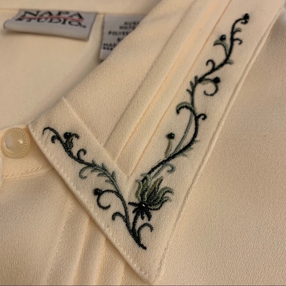 NWT Napa Studio Blouse w/Embroidery & Beads - Picture 5 of 10